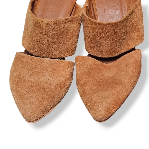 Able Local + Global | Suede Cut Out Heeled Mules in Tan size 7 - Picture 8 of 10